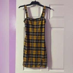 Yellow plaid mini dress NEW